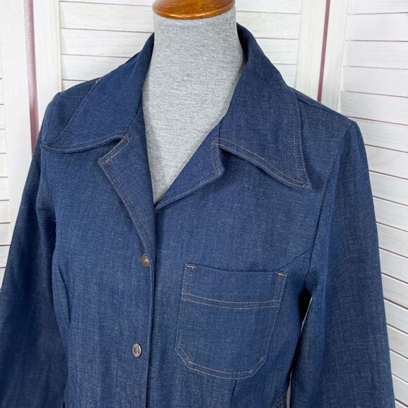 Vintage 70s Levi’s Safari Denim Blazer Leisure Jacket Orange Tab Blue Large - Picture 5 of 15